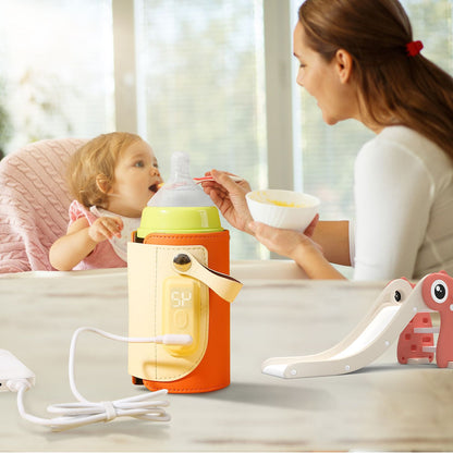 Portable Baby Milk Warmer 5 Temperature Adjustable Handhold Bottle Warmer with Fast Charge Adapter for Outdoor Car Travel