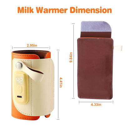 Portable Baby Milk Warmer 5 Temperature Adjustable Handhold Bottle Warmer with Fast Charge Adapter for Outdoor Car Travel