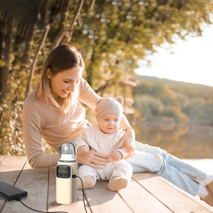 Portable Bottle Warmer with Night Light Baby Milk Warmer Milk Formula Warmer for Home Travel with 6 Heating Levels